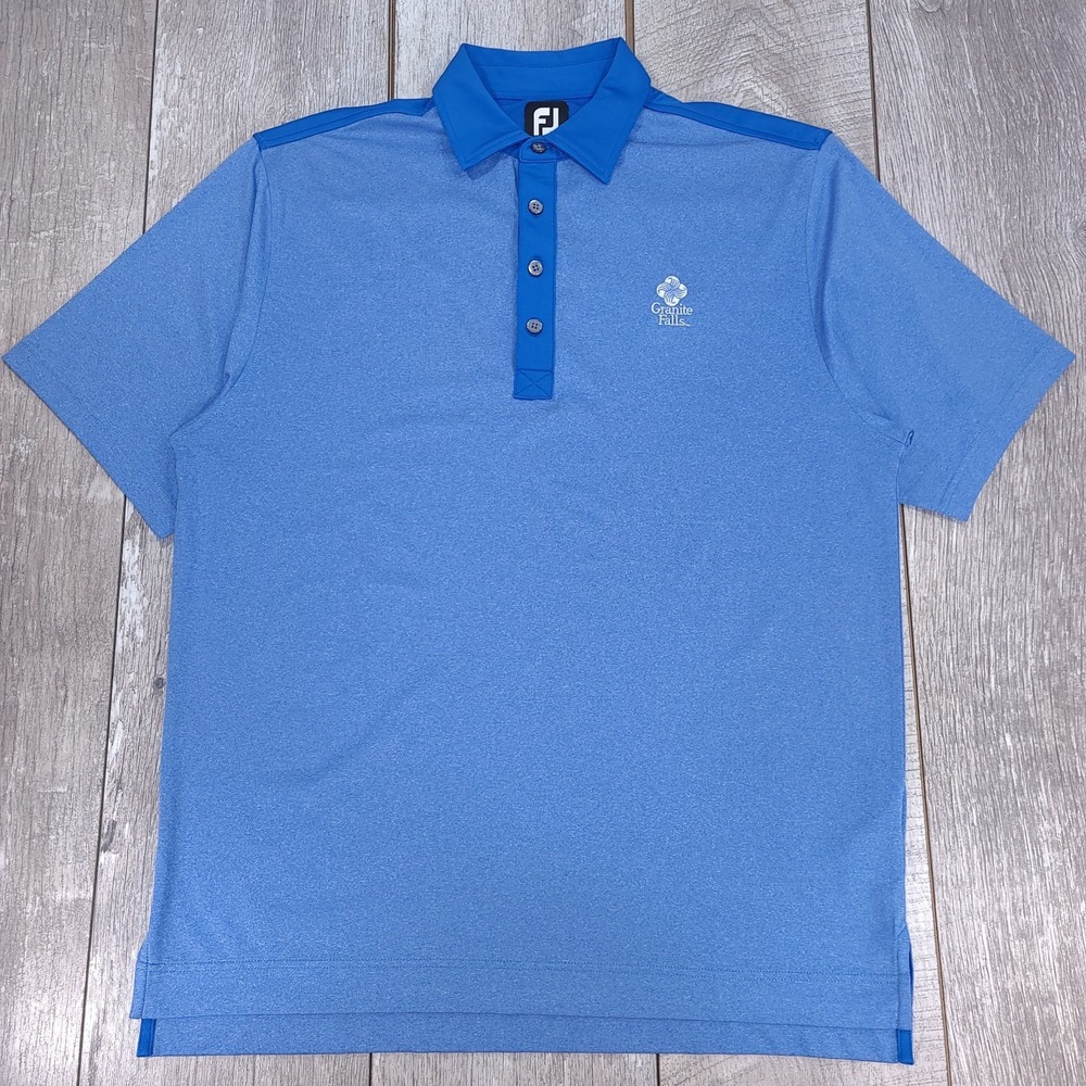 Footjoy Mens Golf Polo Shirt Size Medium Blue Solid Short Sleeve Stretch Top